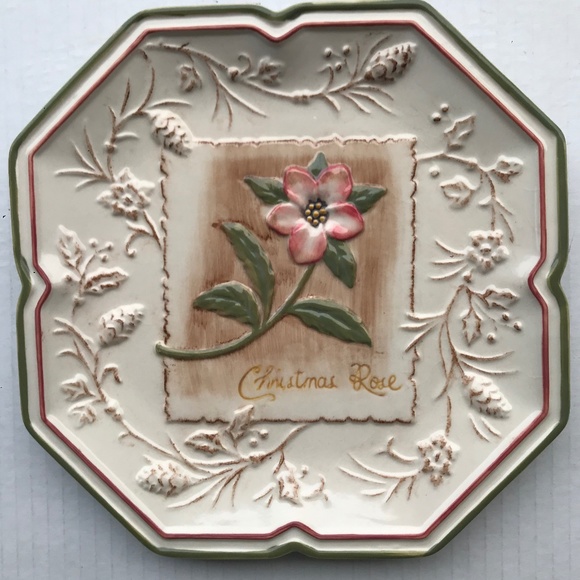 Set Of 4 MWW Market Square Embossed Christmas Flowers Dessert/Appetizer/… - Picture 2 of 12